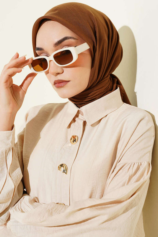Foulard en coton Düz Flamu marron clair
