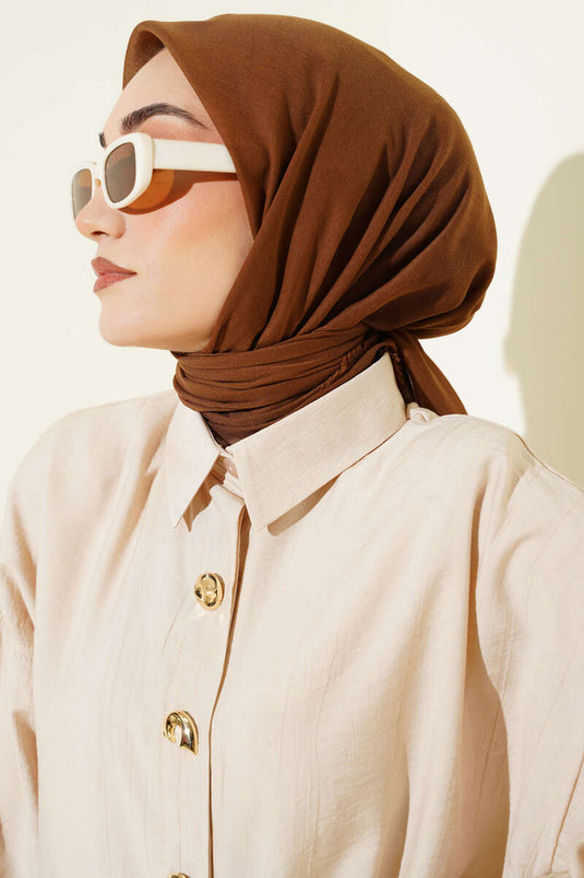 Foulard en coton Düz Flamu marron clair