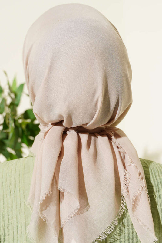 Foulard en coton uni couleur beige clair