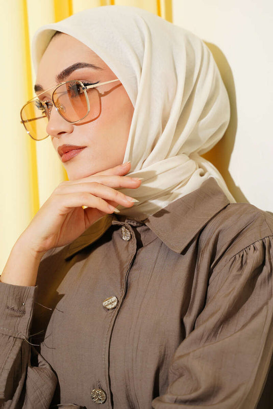 Düz Flamu Cotton Eşarp Bej