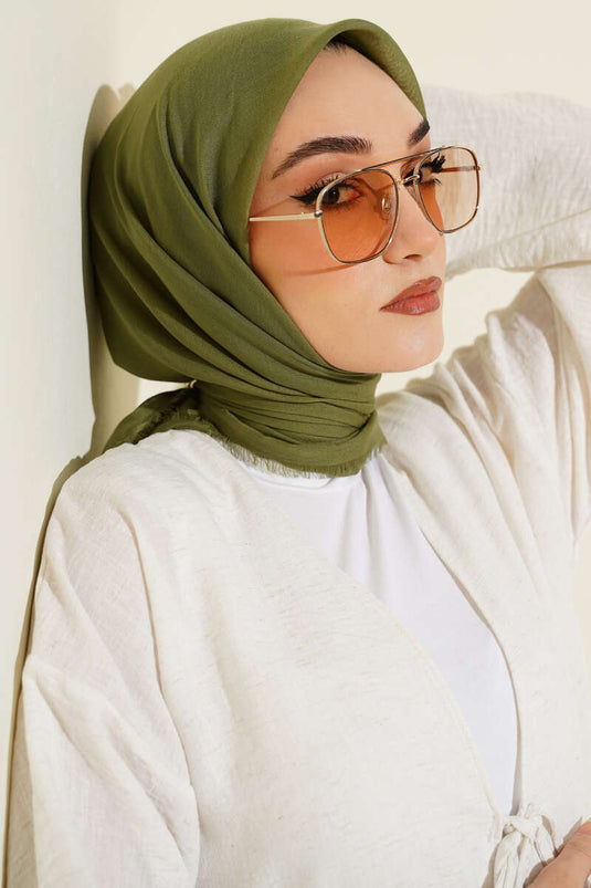 Plain Flamu Cotton Scarf Khaki