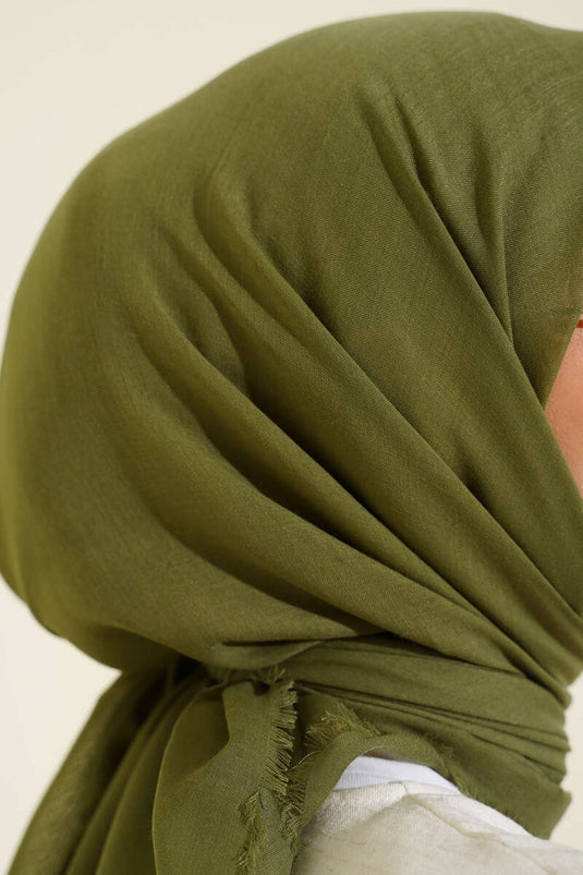 Plain Flamu Cotton Scarf Khaki