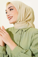 Foulard En Coton Düz Flamu Champagne
