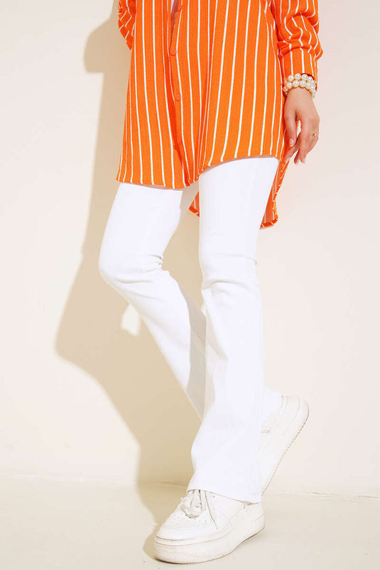 Straight Spanish Flared Trousers White