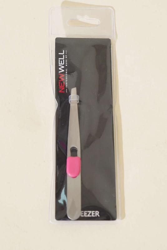 Gerade Pinzette mit dicker Spitze, silberfarben, fuchsiafarben