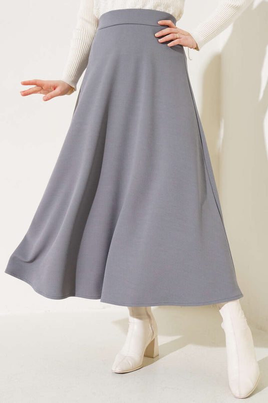 Straight Flared Skirt Gray
