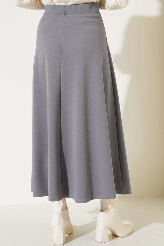 Straight Flared Skirt Gray