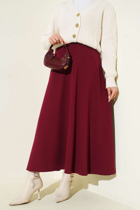 Düz Kloş Etek Mürdüm