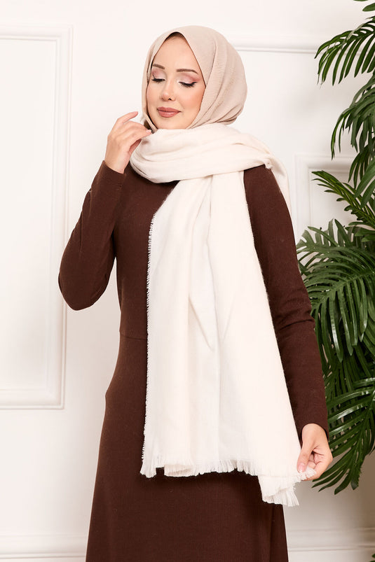 Châle uni à épaules dénudées écru