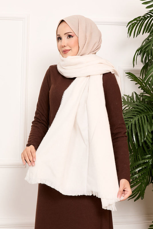 Châle uni à épaules dénudées écru