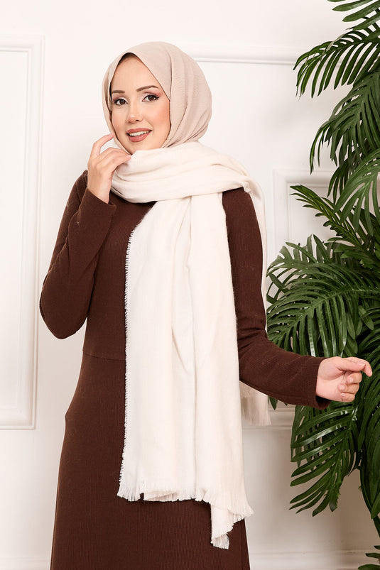 Châle uni à épaules dénudées écru