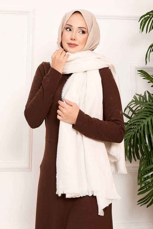 Châle uni à épaules dénudées écru