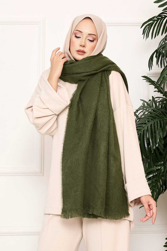 Châle uni à épaules dénudées kaki