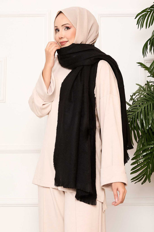 Düz Omuz Şalı Siyah