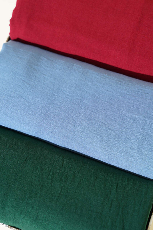 Einfarbiges 3-teiliges Schal-Set aus Baumwolle, Sortiment 2