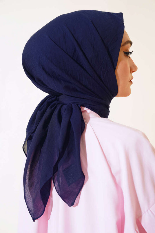 Plain Cotton Scarf Navy Blue