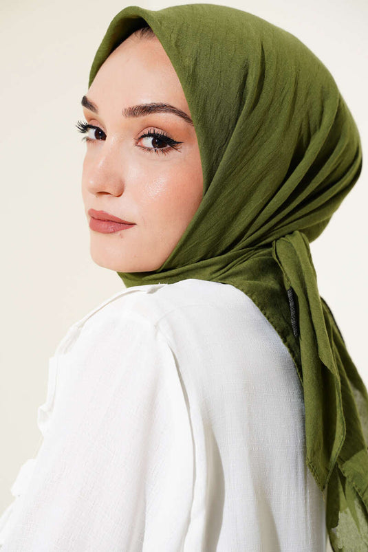 Plain Cotton Scarf Green