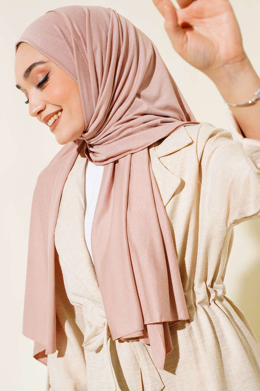 Châle en coton peigné uni rose