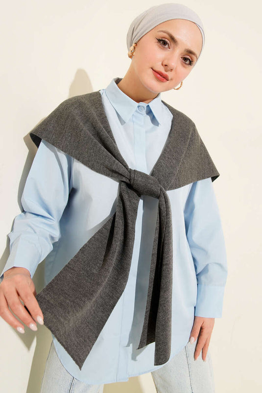 Châle d'épaule en tricot uni gris fumé