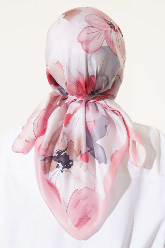 Schal mit marmoriertem Blumenmuster, puderrosa