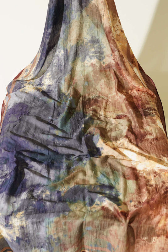 Ebruli Desen Bambu Kraş 3'lü Şal Seti Asorti 1