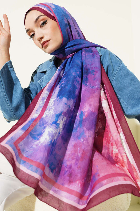 Marbled Pattern Bamboo Crush Shawl Burgundy