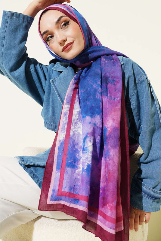 Marbled Pattern Bamboo Crush Shawl Burgundy