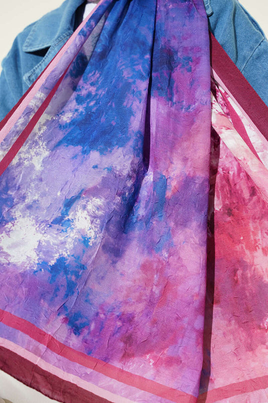 Marbled Pattern Bamboo Crush Shawl Burgundy