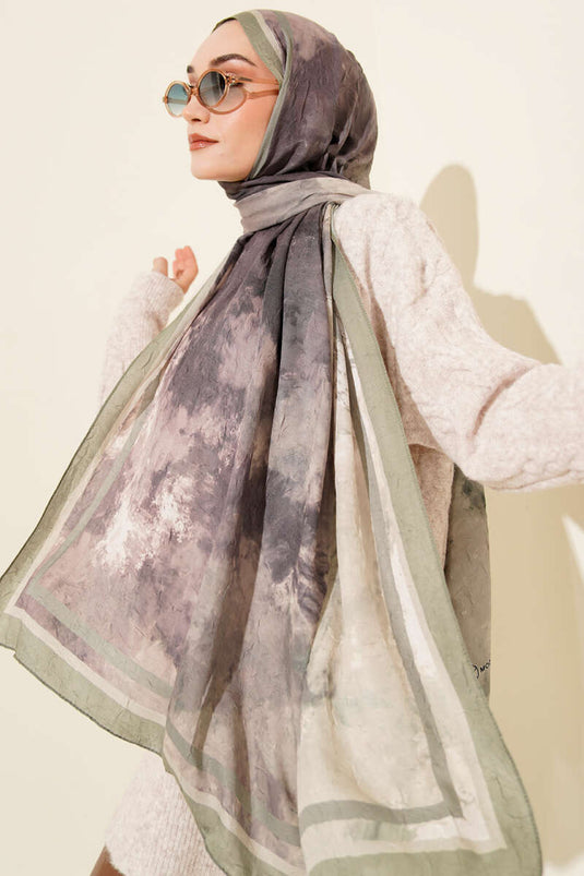 Marbled Pattern Bamboo Crush Scarf Light Green