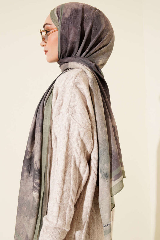 Marbled Pattern Bamboo Crush Scarf Light Green