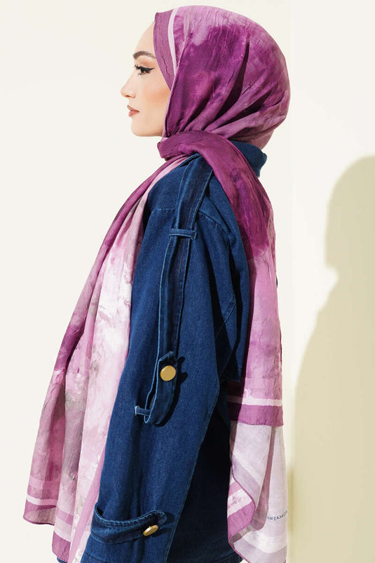 Marbled Pattern Bamboo Crush Shawl Rose Pink