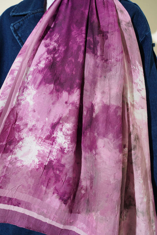 Marbled Pattern Bamboo Crush Shawl Rose Pink