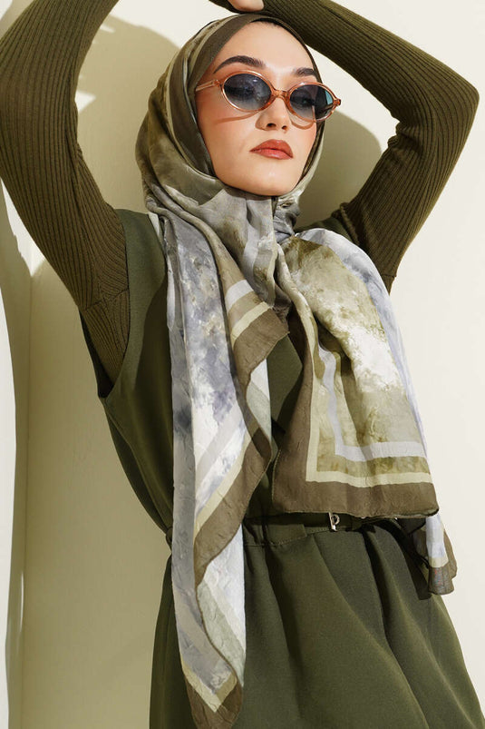 Marbled Pattern Bamboo Kashgan Shawl Khaki