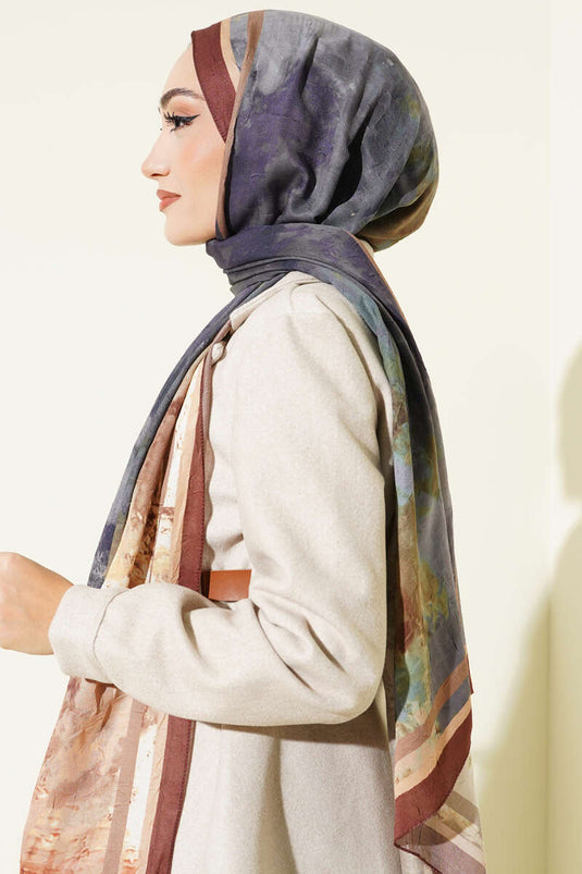 Marbled Pattern Bamboo Knit Scarf in Coffee