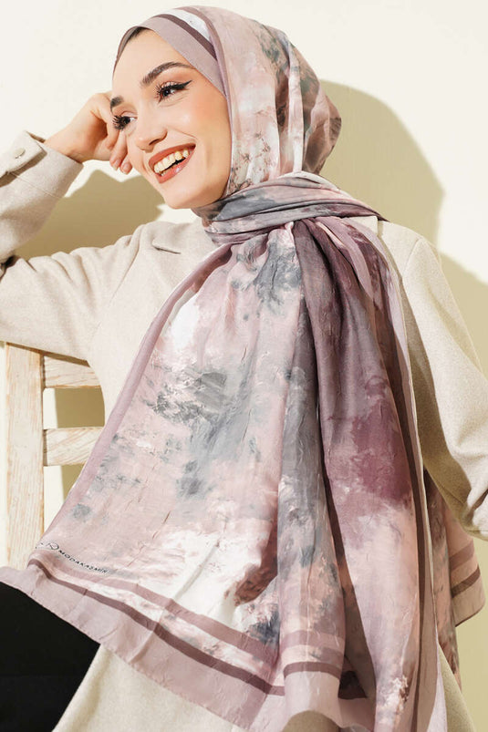 Marbled Pattern Bamboo Crush Shawl Sand Beige