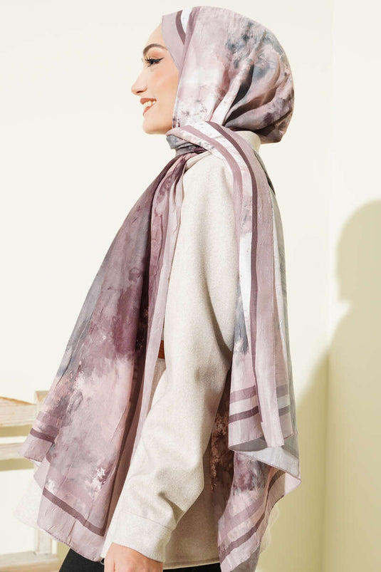 Marbled Pattern Bamboo Crush Shawl Sand Beige