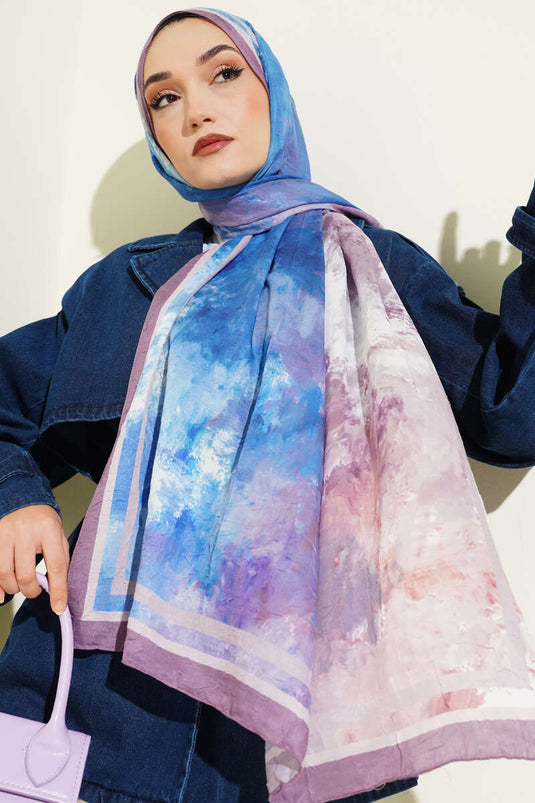 Marbled Pattern Bamboo Knit Scarf Lilac