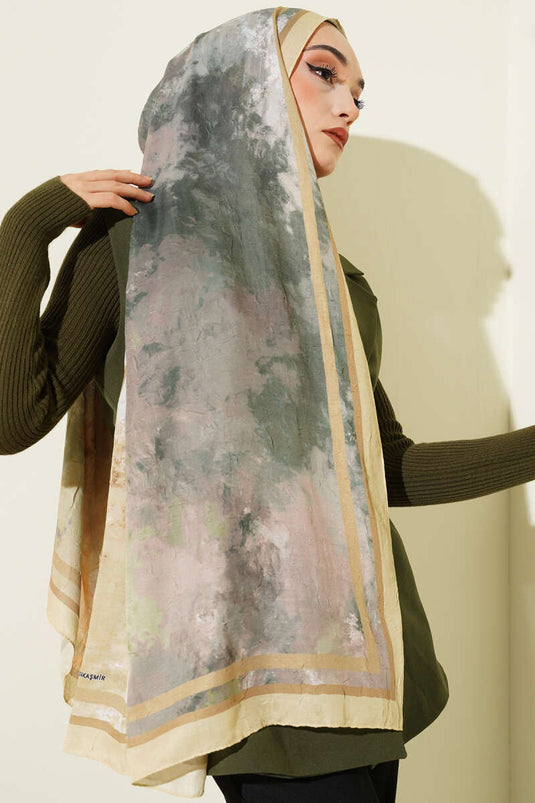 Marbled Pattern Bamboo Crush Scarf Yellow