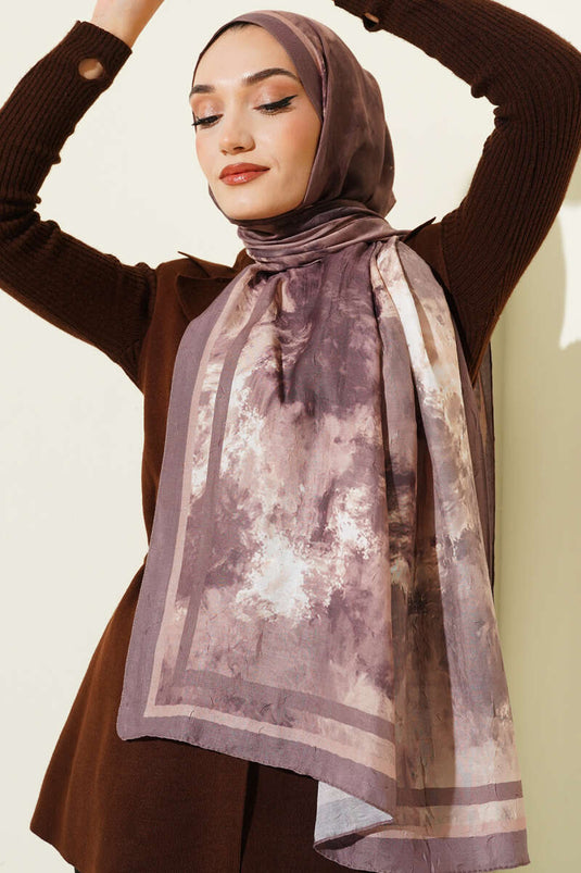 Marbled Pattern Bamboo Knit Scarf Soft Coffee