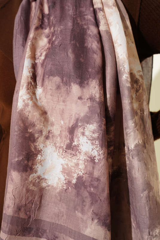 Marbled Pattern Bamboo Knit Scarf Soft Coffee