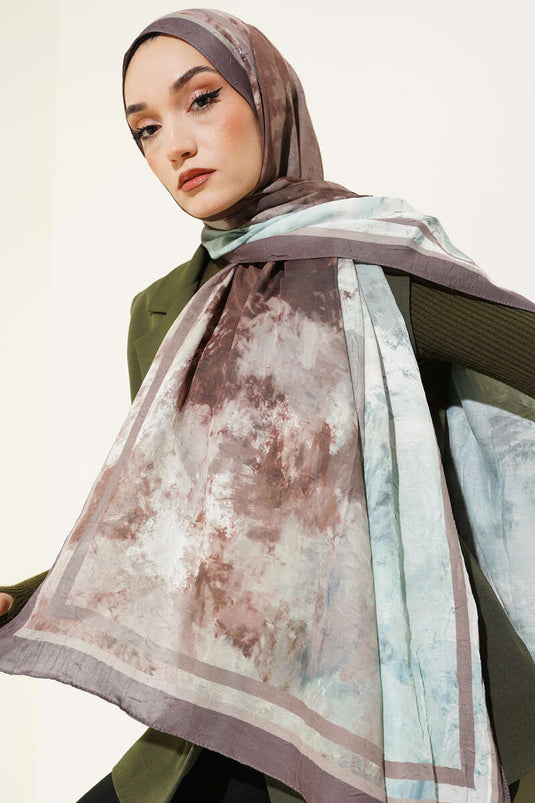 وشاح محبوك من الخيزران بنمط رخامي من فرو المنك