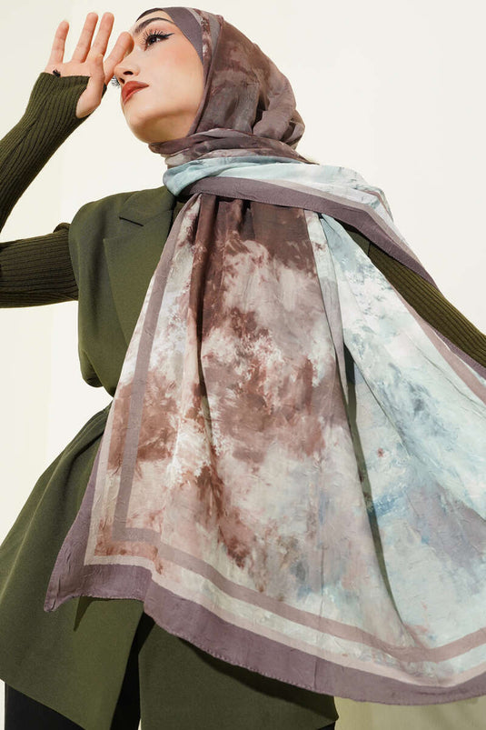 وشاح محبوك من الخيزران بنمط رخامي من فرو المنك