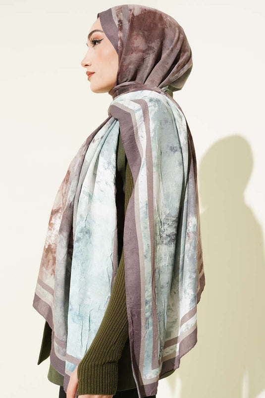 وشاح محبوك من الخيزران بنمط رخامي من فرو المنك