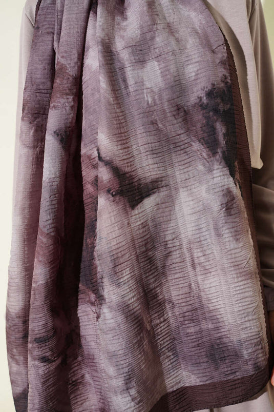 Ebruli Muster Musselintuch Dunkelbraun