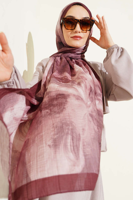 Variegated Pattern Muslin Shawl Brown