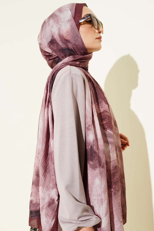 Variegated Pattern Muslin Shawl Brown