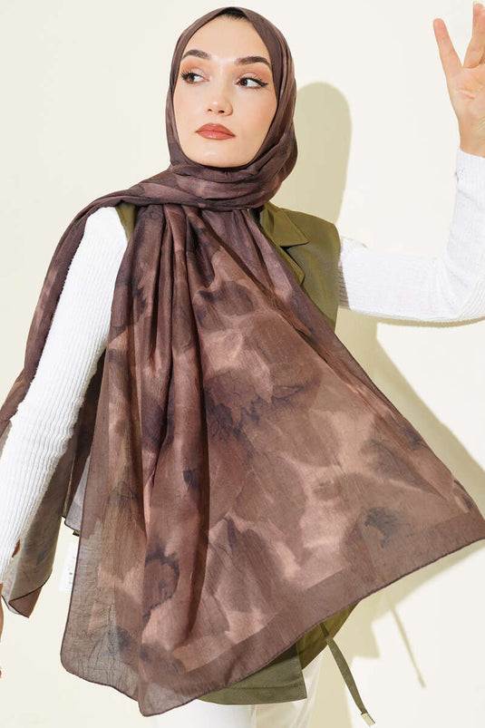 Écharpe en bambou froissé à motif ébréché, vert camouflage