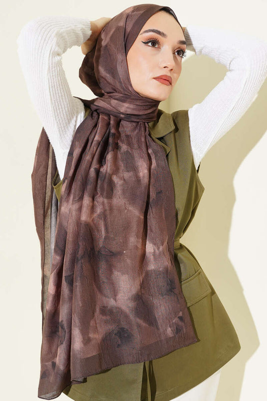 Écharpe en bambou froissé à motif ébréché, vert camouflage