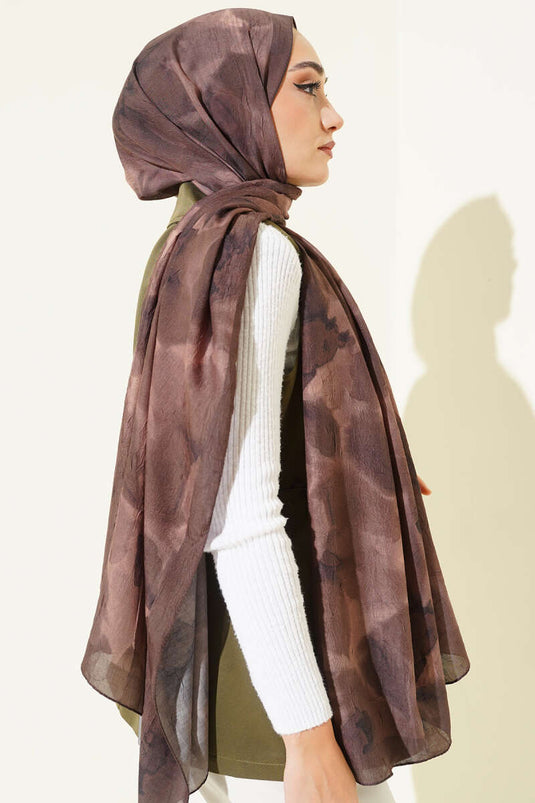 Écharpe en bambou froissé à motif ébréché, vert camouflage