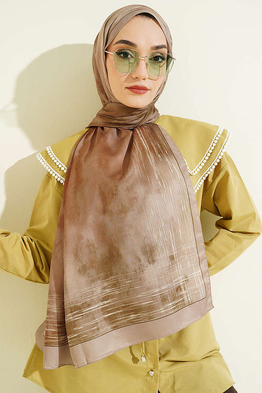 Écharpe motif marbre Ebruli beige sable